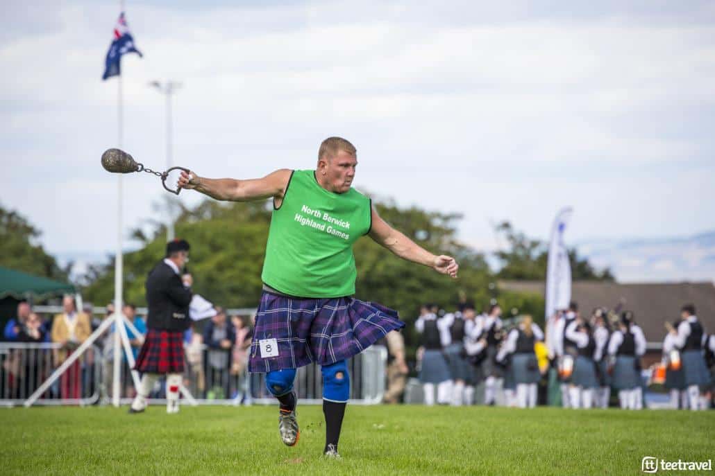 Lanzador de peso con kilt. Copyright © VisitScotland