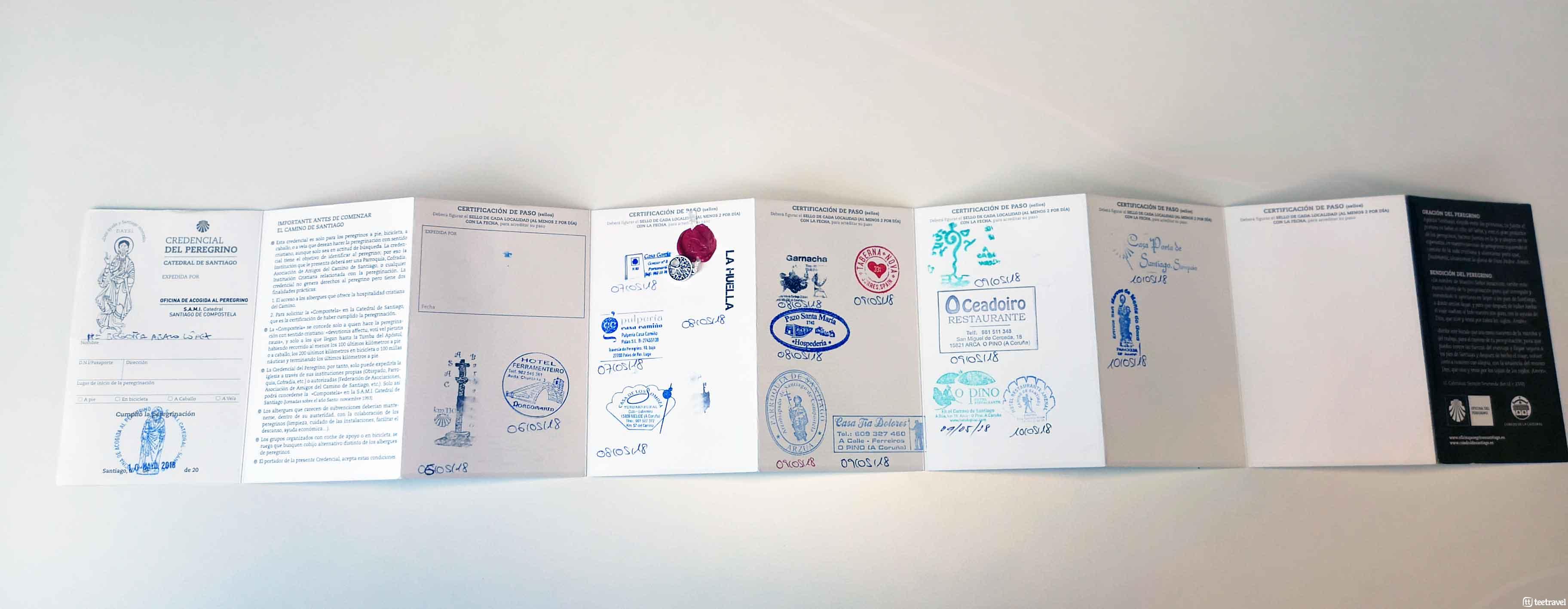 La Credencial del Camino de Santiago - Parte interior