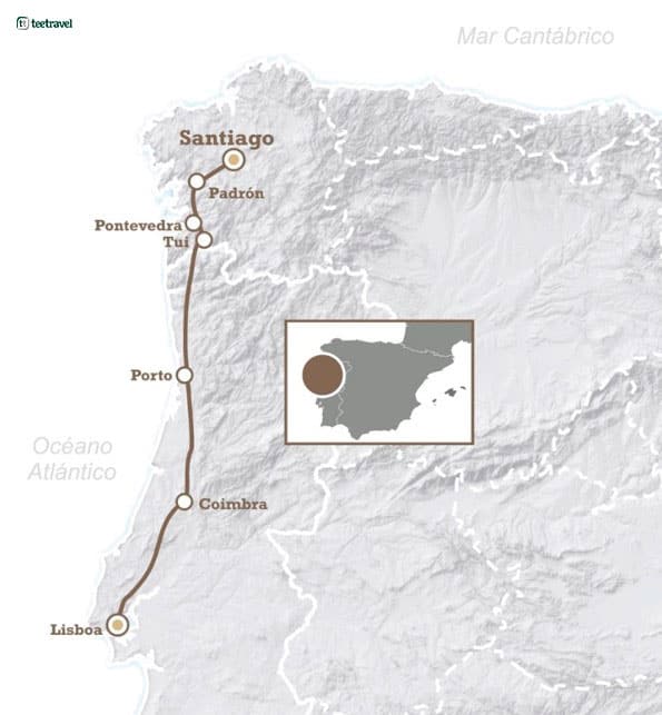 Mapa del Camino Portugués