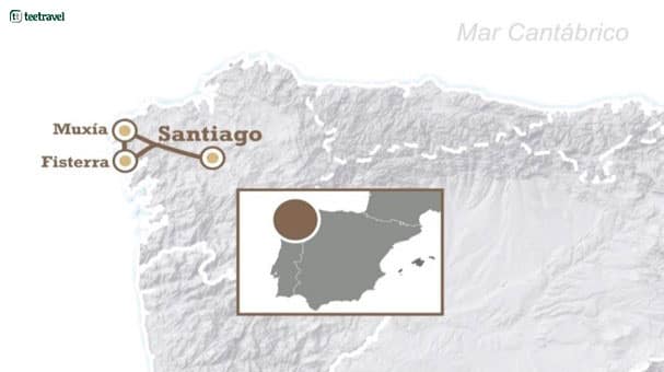 Mapa del Camino de Santiago de Fisterra y Muxía