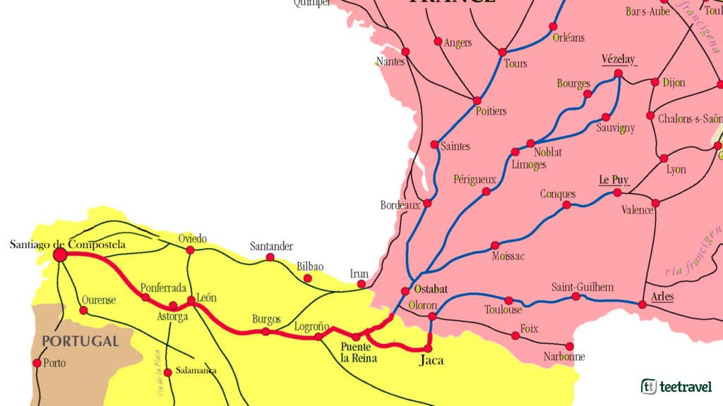 Mapa del Camino de Santiago Aragonés