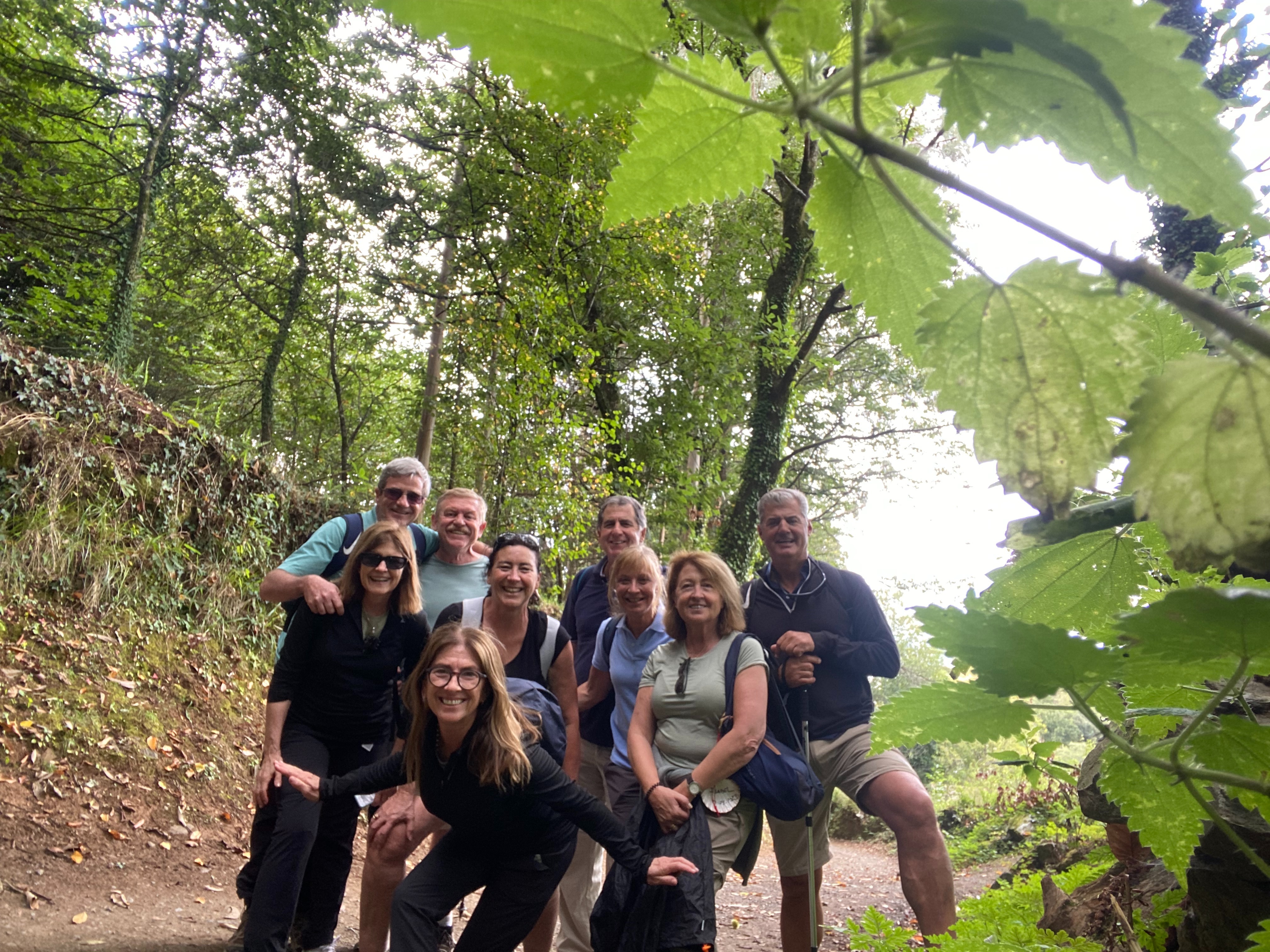 Peregrinos compartiendo una etapa del Camino de Santiago en grupo